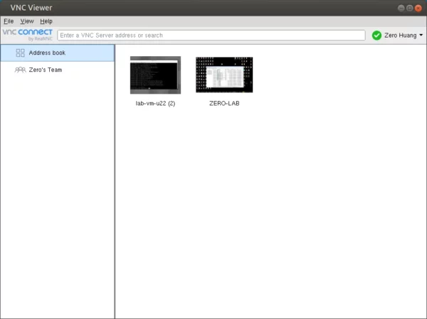 RealVNC 在 Linux 中的主要畫面