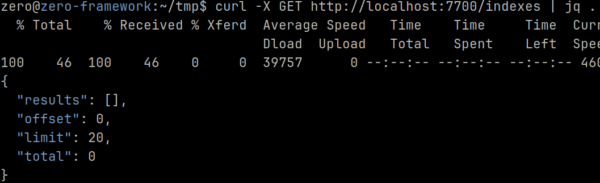 使用 curl 出較 Meilisearch API